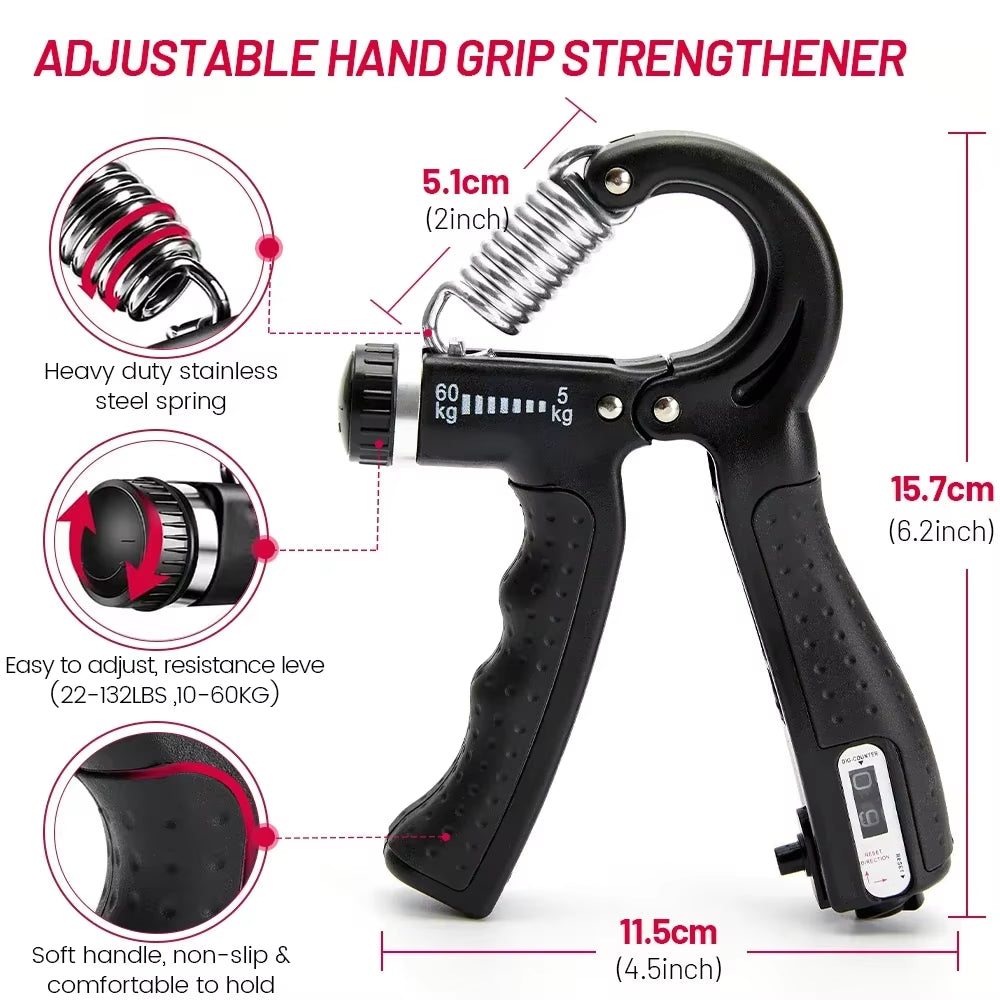 5-60Kg Adjustable Heavy Hand Gripper Fitness Hand Exerciser Grip Wrist Training Finger Gripper Hand Strengthener