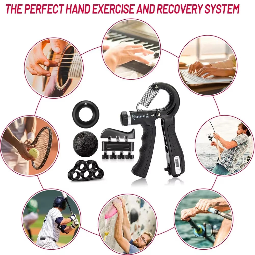 5-60Kg Adjustable Heavy Hand Gripper Fitness Hand Exerciser Grip Wrist Training Finger Gripper Hand Strengthener
