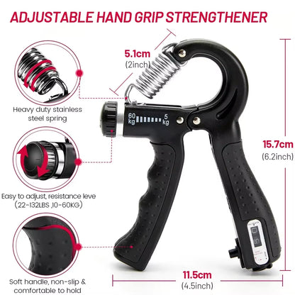 5-60Kg Adjustable Heavy Hand Gripper Fitness Hand Exerciser Grip Wrist Training Finger Gripper Hand Strengthener